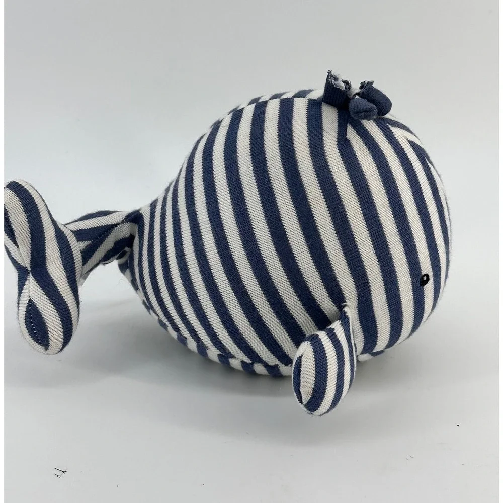 Little Jellycat London Whale Plush Blue White Striped Stuffed Animal BABY RATTLE